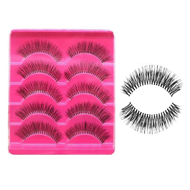 

5 Pairs Natural Thick Full False Eyelashes Super Long 3D Strip Crisscross Lashes Criss Glamour Eyelashes Cross D6N2