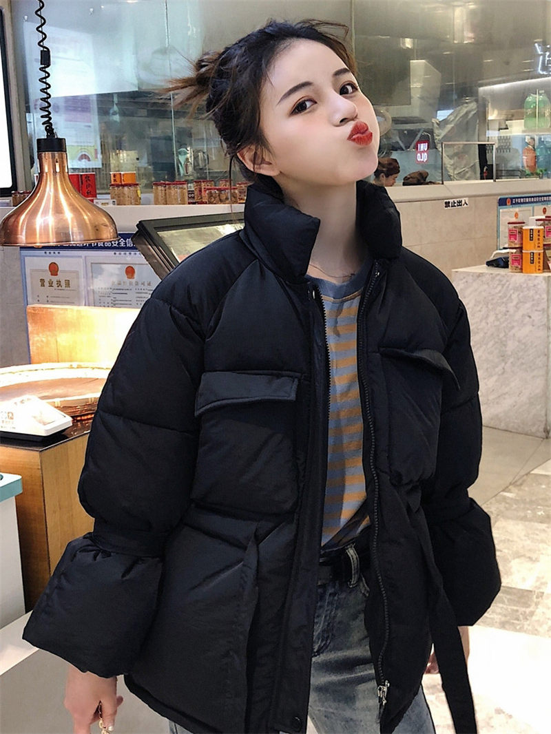 

Fashion Stand Collar Women Parkas Winter Coats and Jackets Female Lace Up Puffer Jacket Woman Warm Cotton Padded Outwear f1787, Beige