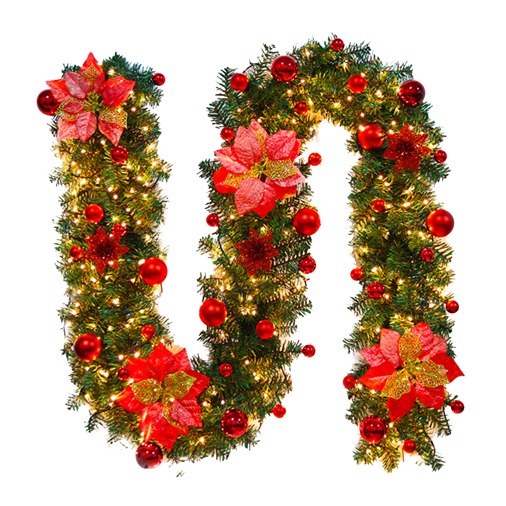 

2.7m Christmas Garland Ornament Garland Wreath Fake Pine Tree Xmas Decor 35-37 Balls DIY Home Artificial Christmas Decor