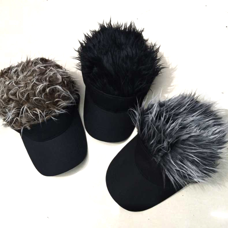 

Newest Novelty Baseball Cap Wig Cap Women Men Fake Flair Hair Visor Sun Hat Toupee Funny Hair Snapback Hats Casquette Cool Gift, Black