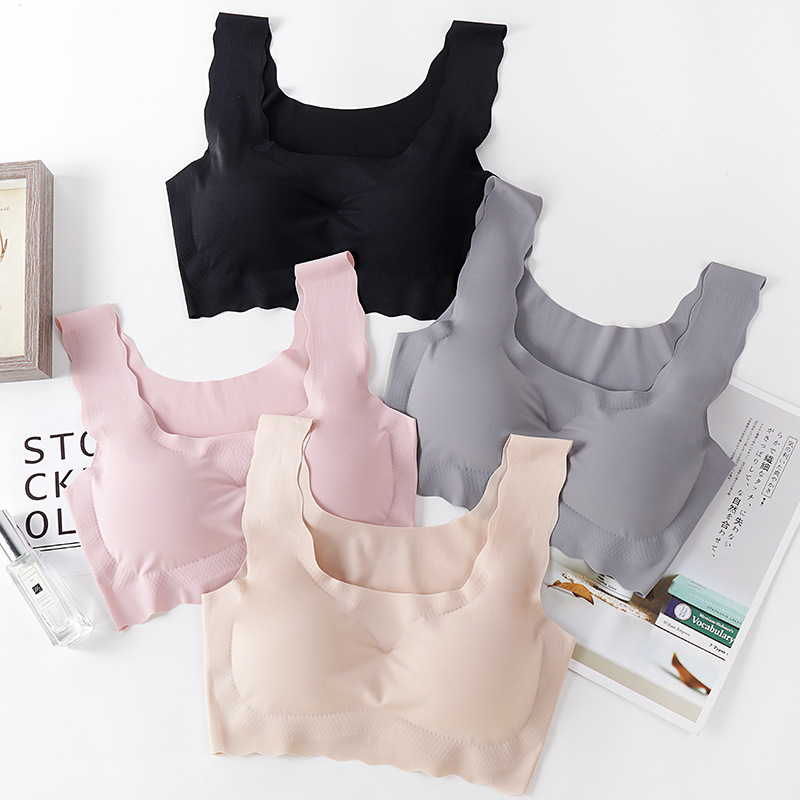 

Seamless Underwear Female Bras Women Lingerie Thin Push Up Bralette Gather Bra Wave Edge Vest Sport Brassiere Female Underwear, Beige