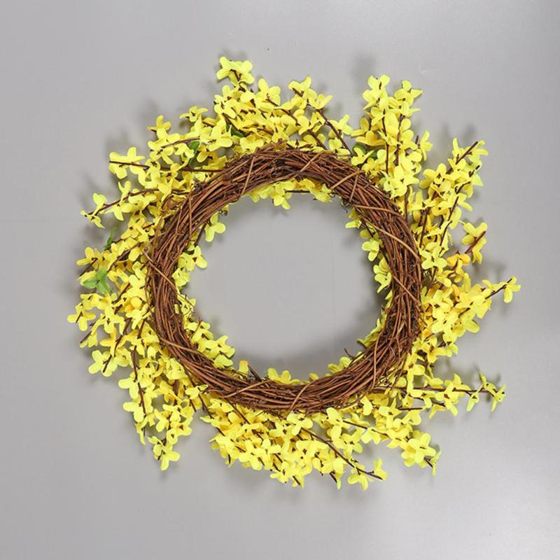 

Home Creative Wreath Door Hanging Artificial Flower Leaf Wreath Wall Window Door Hanging Home Wedding Decoration CD, Yellow