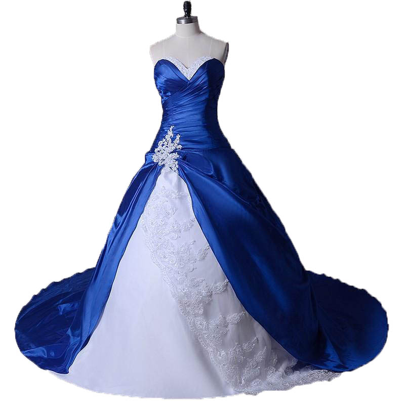 royal blue white wedding dresses