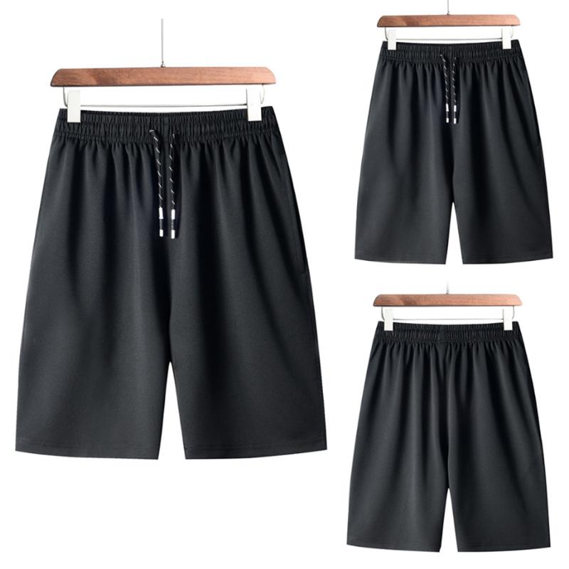 

Summer Casual Mens Shorts Beach Soft Breathable Quick Drying Loose Solid Shorts Elastic Black Color Short Pants Men Hot Sale