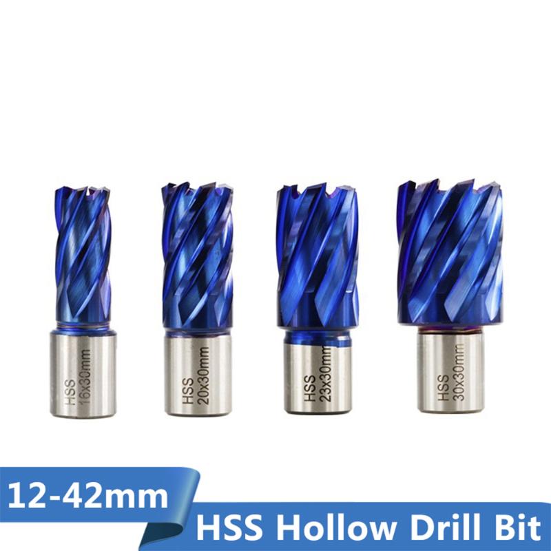 

1pc 12-42mm HSS Hole Opener Core Drill Weldon Shank Blue Coated Annular Cutter Hollow Drill Bit Metal Drilling Bit