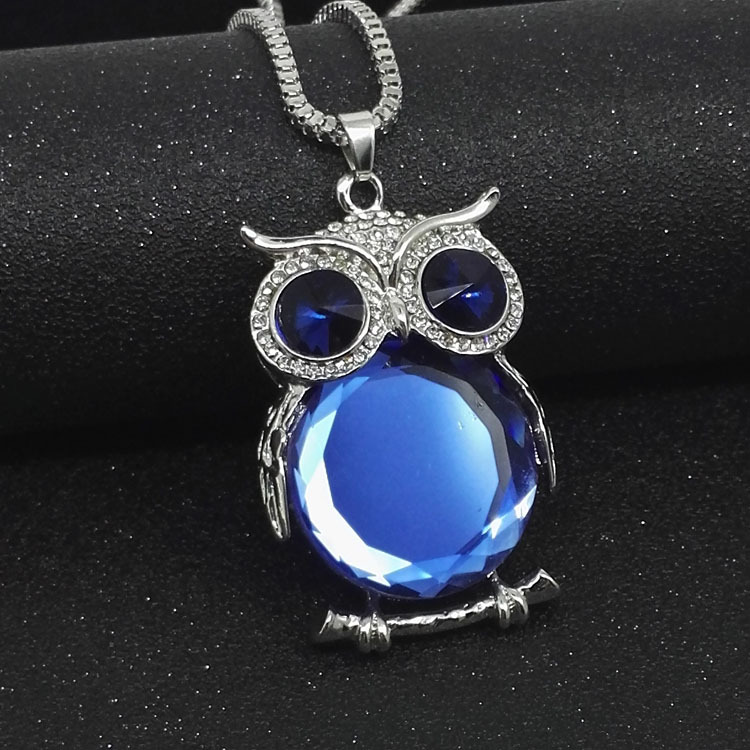 

Gussy Life Wholesale Free Shipping Women Owl Pendant Sweater Chain Long Necklace Jewelry Link Chain Fashion Crystal Owl Sweater Chain