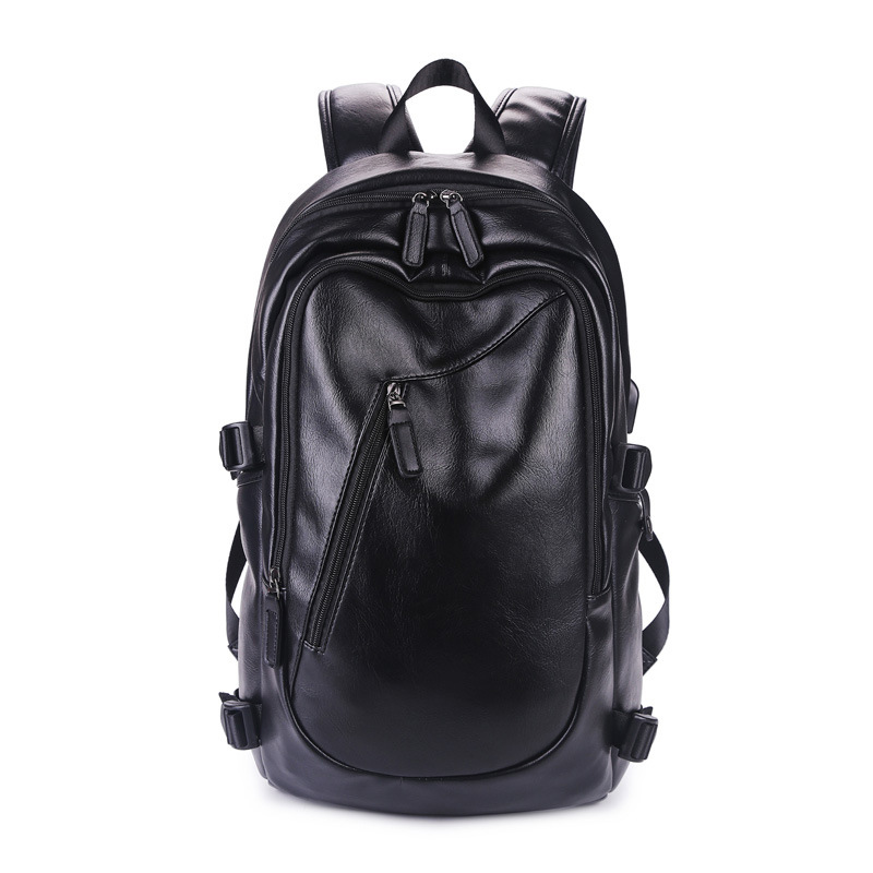 

Men's Backpack Travel Casual Fashion Students School Bag Large Capacity Bag High Quality Leather Backpacks Laptop Backpack, Black