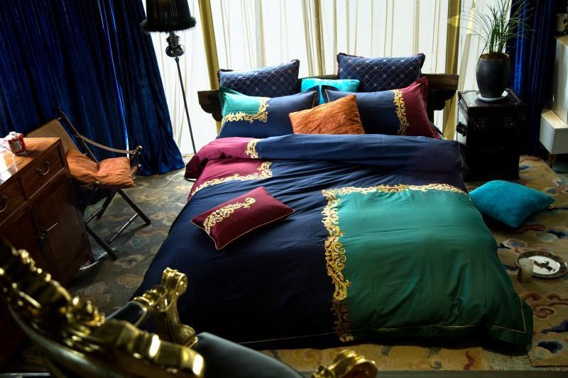 

Fashion Bedding set Egypt Cotton Embroidery King Queen size Bed set Duvet cover Bed sheet bedlinen, Color 7