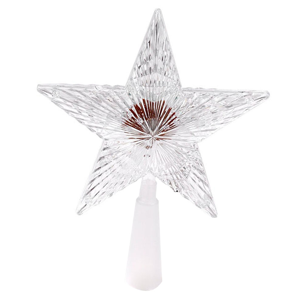

Christmas Treetop Star Shiny Xmas Decor Transparent Led Luminous Tree Topper Christmas Tree Star Party Festival Ornament Colorfu