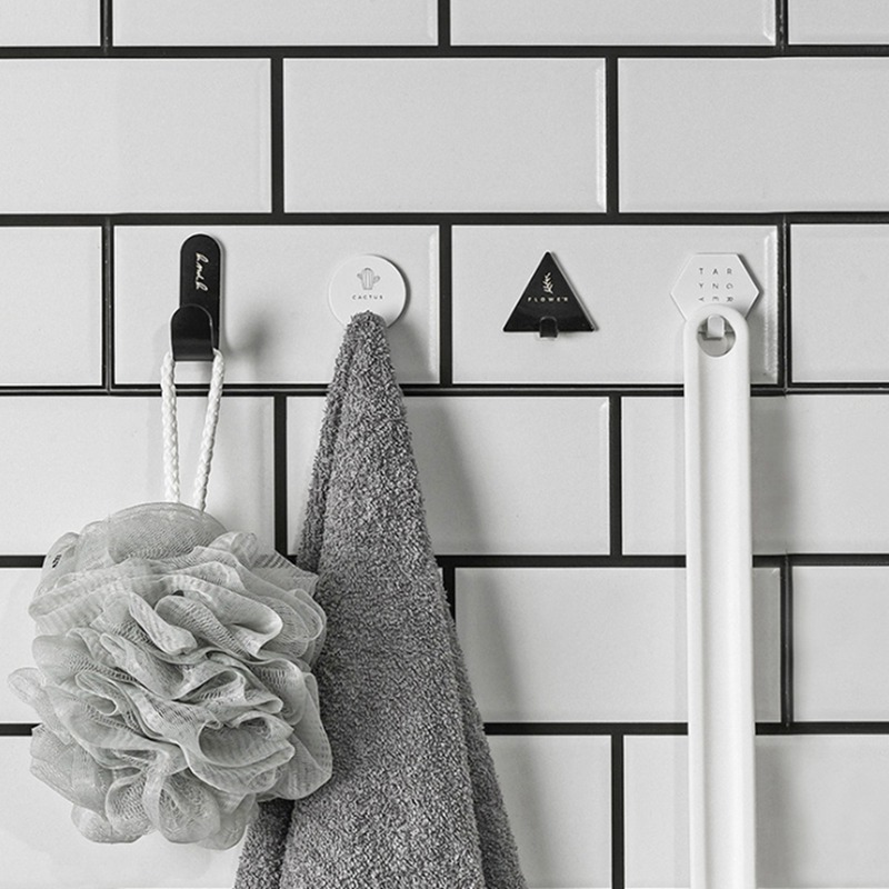 

4PCS Nordic Style Geometric Iron Art Clasp For Home Storage Key Holder Wall Hook For Bathroom Hanger(White Black