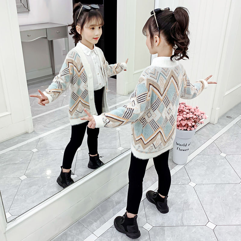 

2020 Girl Babylattice Sweater Cardigan Coat Girls Kids Jacket Children winter Coats Clothes