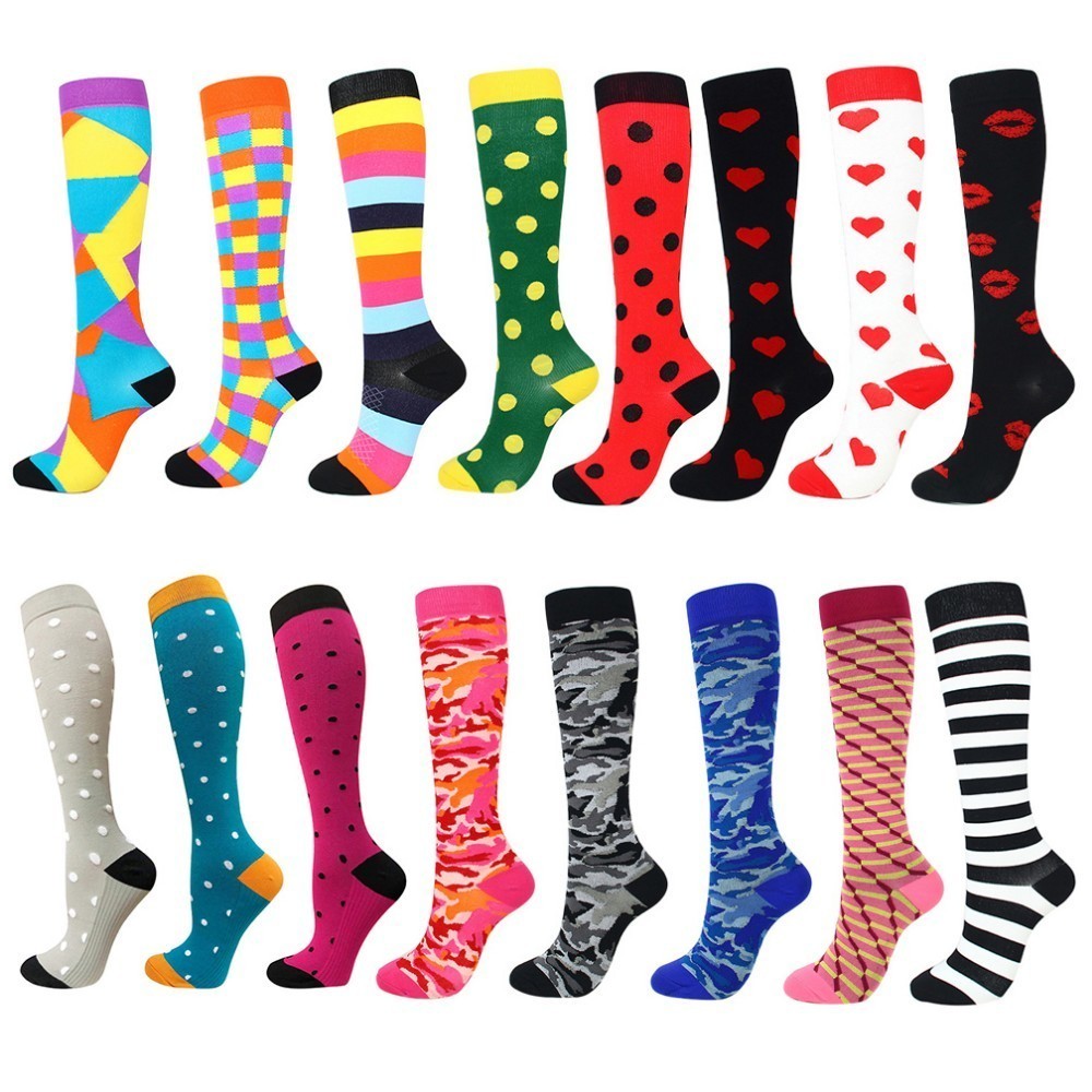 

Men Compression Stockings Women Nylon Outdoor Sport Racing Running Flight Travel Activity Stockings Below Knee High Leg Pressure, 17