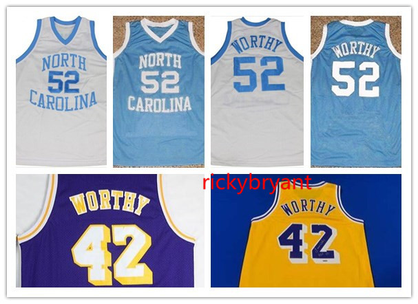

college North Carolina Basketball Jersey WORTHY 42 throwback jerseys Stitched retro embroidery custom made any name and number big size -5XL, Gold