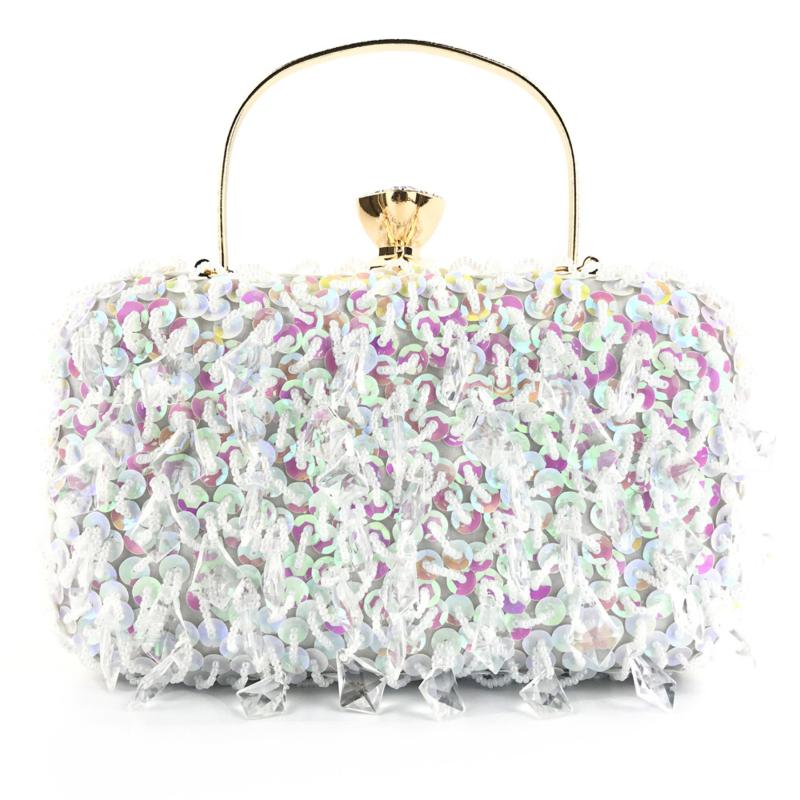 

XIYUAN Sequins handbag ladies Evening Bags chain Messenger Bag Dinner Bag Slant Banquet Day Clutch Party Dress purse pink, Color same as pictur