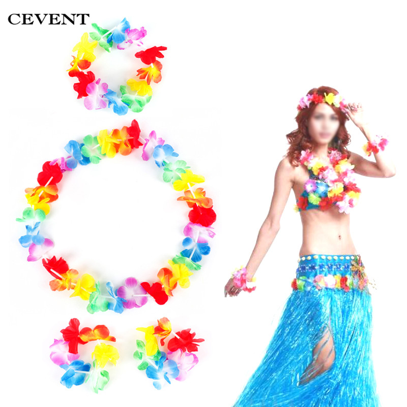 

Cevent 1set Hawaiian Flower leis Garland Jungle Party Decor Hand Necklace Wreath Hawaiian Party Decorations Artificial Flower, As pic
