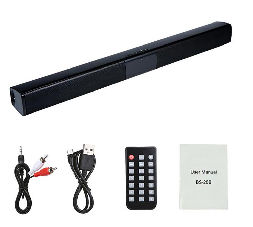 

BS-28B Home Theater Surround Multi-function Bluetooth Soundbar Speaker with 4 Full Range Horns/3.5mm AUX/RCA Interface for TV