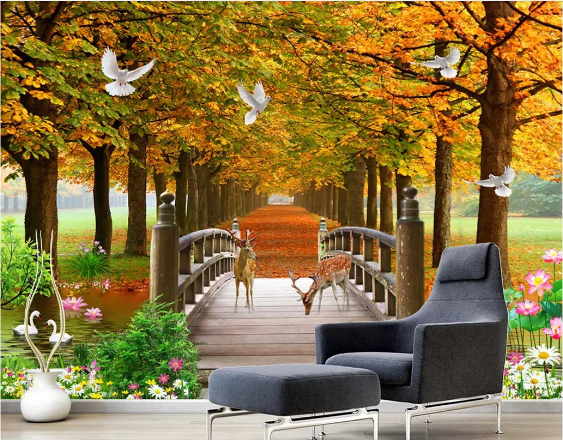 

3d wallpaper custom photo murals Landscape gold tree gold avenue forest landscape tooling background wall murals wallpaper for walls 3 d, Picture shows