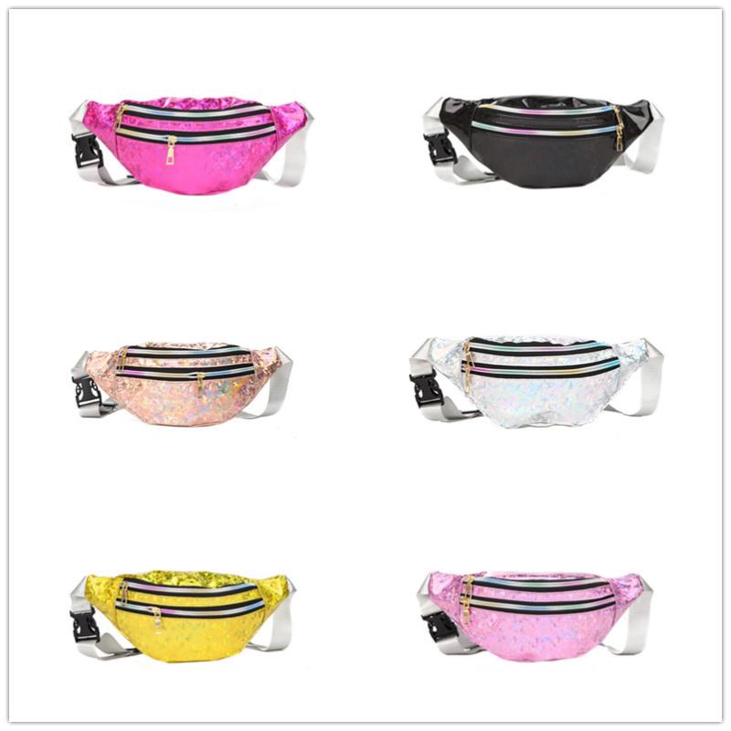 

2020 new women's waist bag laser sequin multifunctional single shoulder diagonal fashion bag outdoor chest, Black