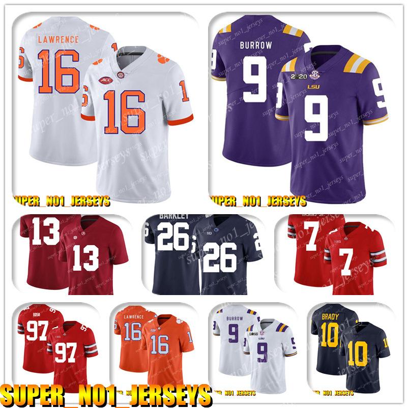 

5-24 NCAA 16 Trevor Lawrence 9 Joe Burrow LSU Tigers College Football Jersey Drew Brees Alvin Kamara Michael Thomas Marshon Lattimore
