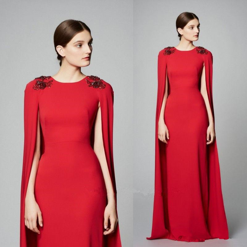 

Crew Neck Red Evening Dresses with Beaded Capped Flutter Sleeves Long Elegant Party Prom Gowns 2020, Gold