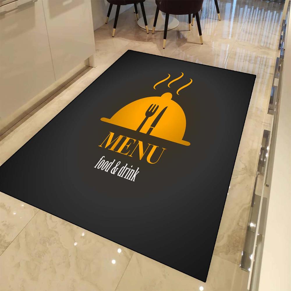 

Else Black Yellow Menu Cutlery 3d Print Non Slip Microfiber Kitchen Modern Decorative Washable Area Rug Mat, As pic