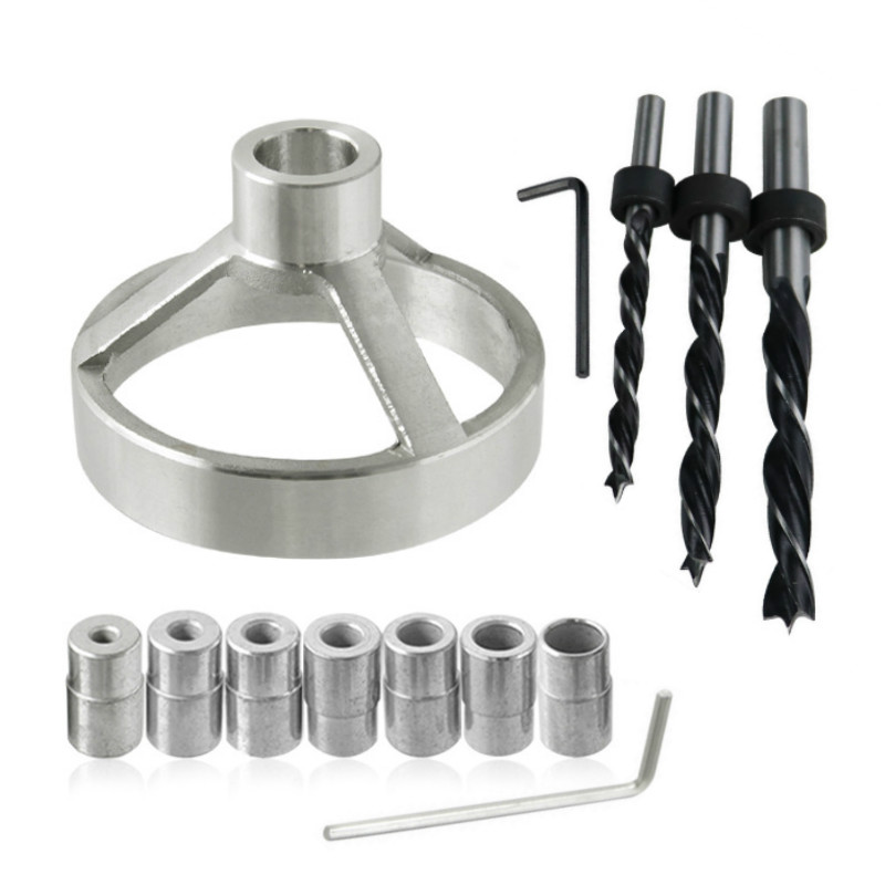 

Wood Doweling Jig Straight Angle Guide Pocket Hole Jig Kit Stainless Steel Hole Drill Guide Locator Carpentry Woodworking Tools