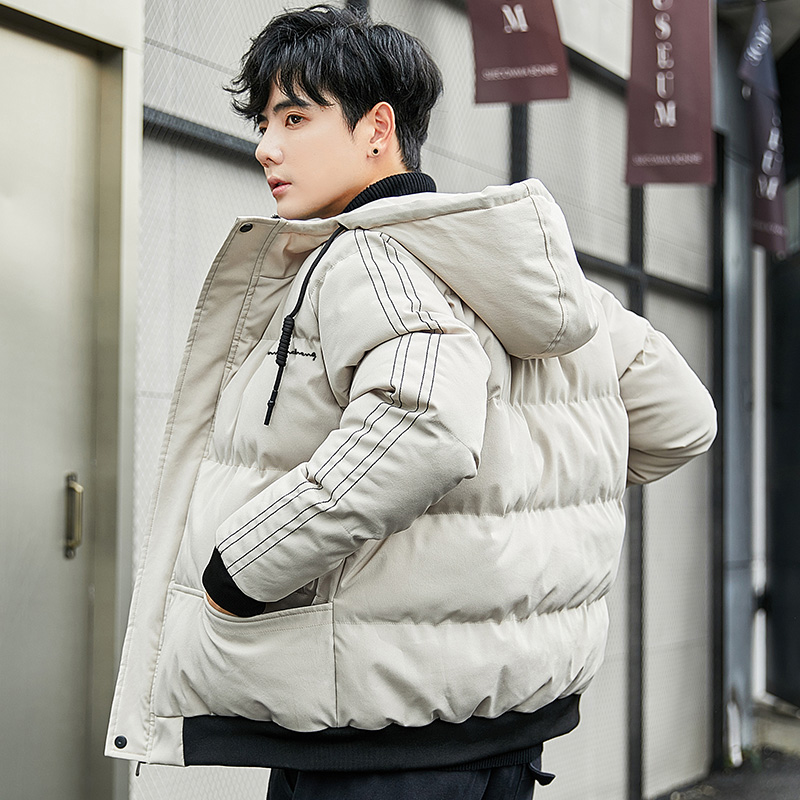 

Thick Mens Winter Coat New Cotton Man Jacket Warm Solid Color korean Clothes Parka Hombre Large Size Hooded Down Jacket, Green