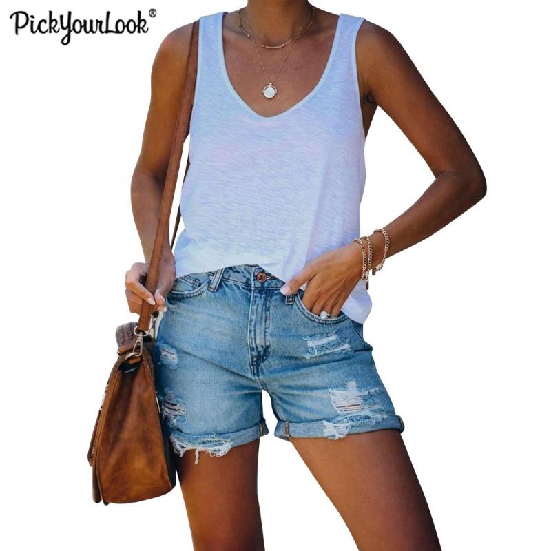 

2020 New Women' Hole Denim Shorts Classic Vintage High Waist Wide Leg Female Blue Summer Ladies Pockets Shorts Jeans For Womens