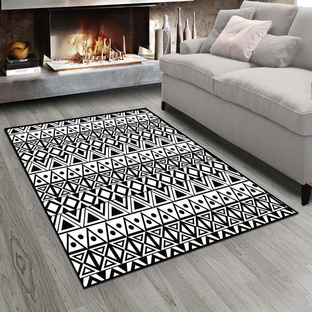 

Else Black White Ethnic Lines Stripes Morrocan 3d Print Non Slip Microfiber Living Room Modern Carpet Washable Area Rug Mat, As pic