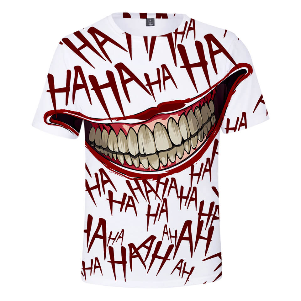 

2018 Spring and Summer new hot 3D stereo clown men's fashion short-sleeved T-shirt sports tees casual, White;black