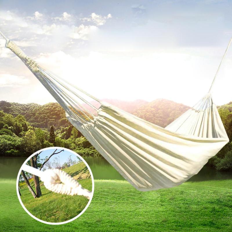 

Double Hammock Rollover Prevention Camping Canvas Fabric Hammock Hanging Patio Bed Travel Hiking