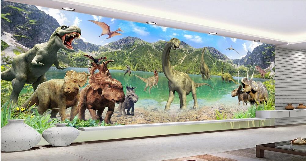 

3d wallpaper custom photo mural Cartoon anime Jurassic Dinosaur background home decor 3d wall murals wallpaper for walls 3 d living room, Non-woven wallpaper