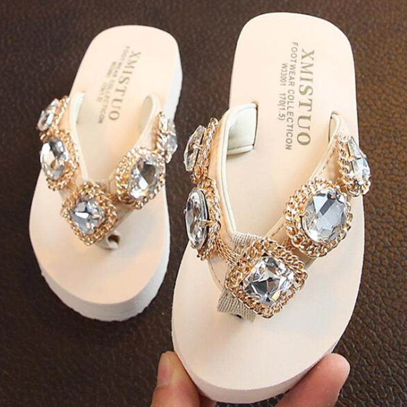 

Fashion Summer Slippers Girls Shoes Children 's Soft Bottom Shoes Women Summer Slippers Diamond Parent-child flip flop sh254, Black