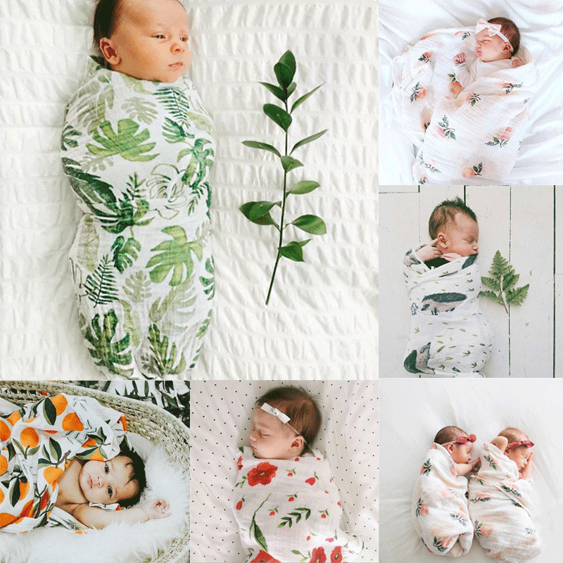 

Toddler Infant Baby Boy Girl Floral Swaddle Muslin Blanket Wrap Swaddle Receiving Blankets Cotton Sleeping Bags, White