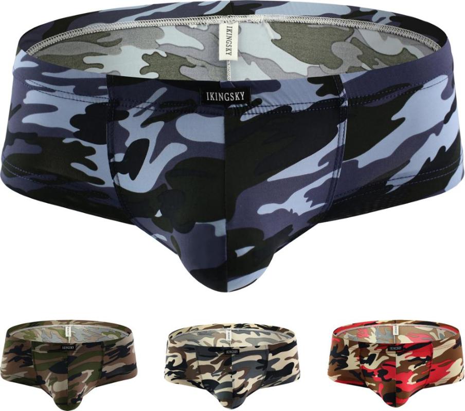 

iKingsky Men' Camouflage Cheeky Boxer Briefs Sexy Mini Cheek Underwear Stretch Brazilian Back Mens Under Panties, Blue