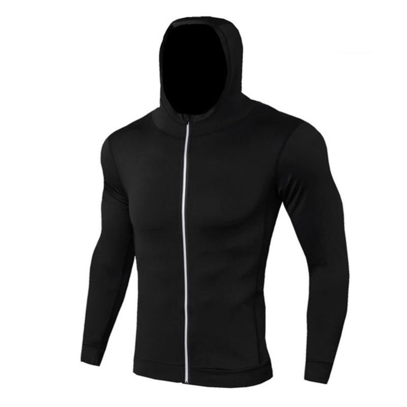 

Men' Movement Coat Fitness Running Training Long-Sleeve Zip Leisure Hoodie Quick-Drying Sweatshirt, Black