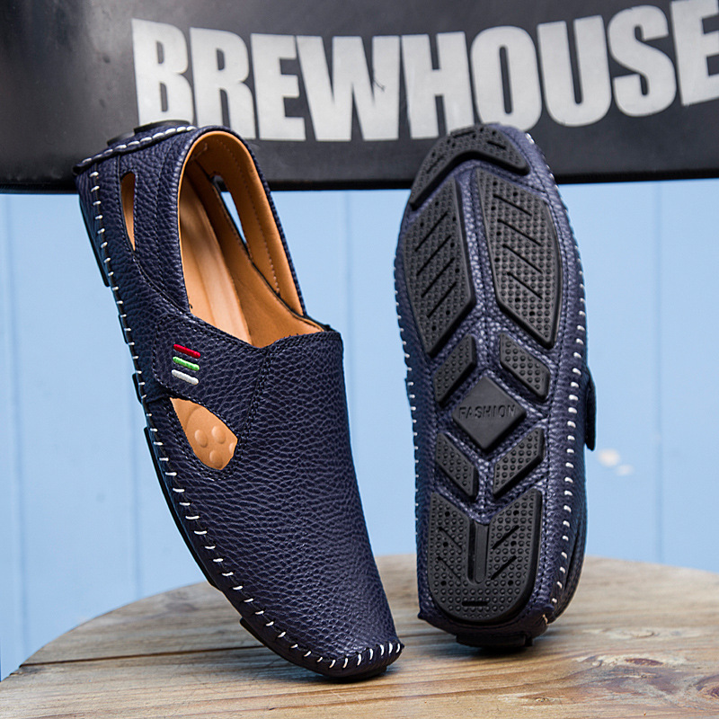 

2019 New Fashion Summer Style Soft Moccasins Men Loafers High Quality Men Flats Gommino Driving Genuine Leather Shoes Handmade, Black