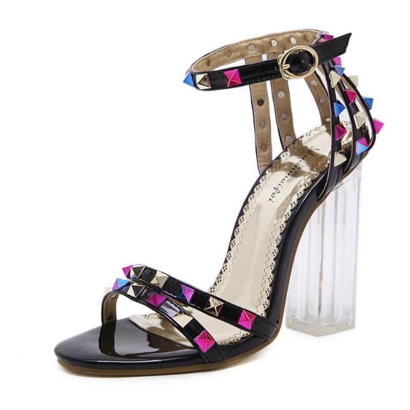 

Women 9cm High Heels Rivets Studded Sandals Lady Sandles Stiletto Gladiator Pumps Stripper Summer Fetish Platform Shoes