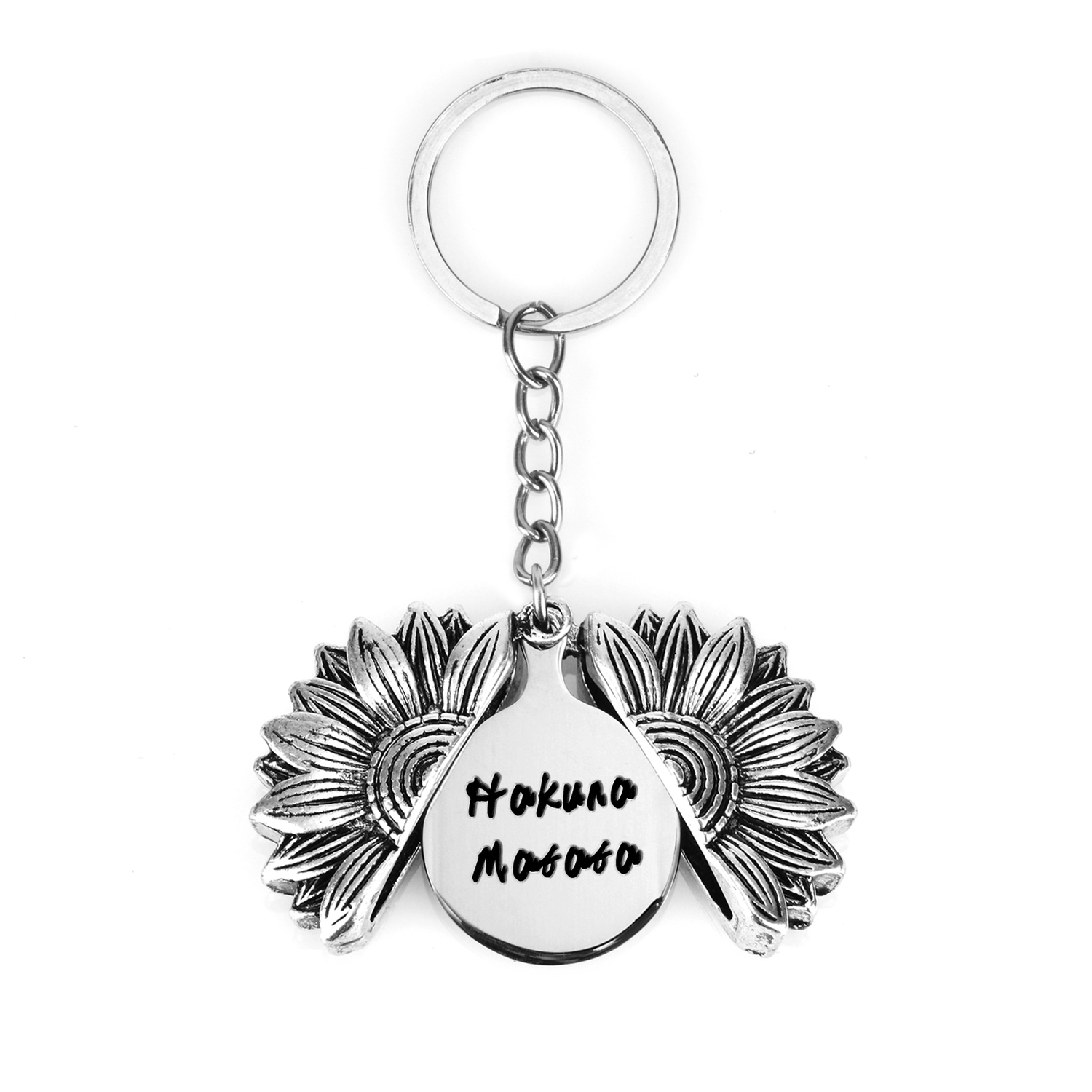 

Hakuna Matata Engraved Lettering Keychain Metal Movie African Proverb Key Chain Silver Color Quote Jewelry Pendant Women Gift