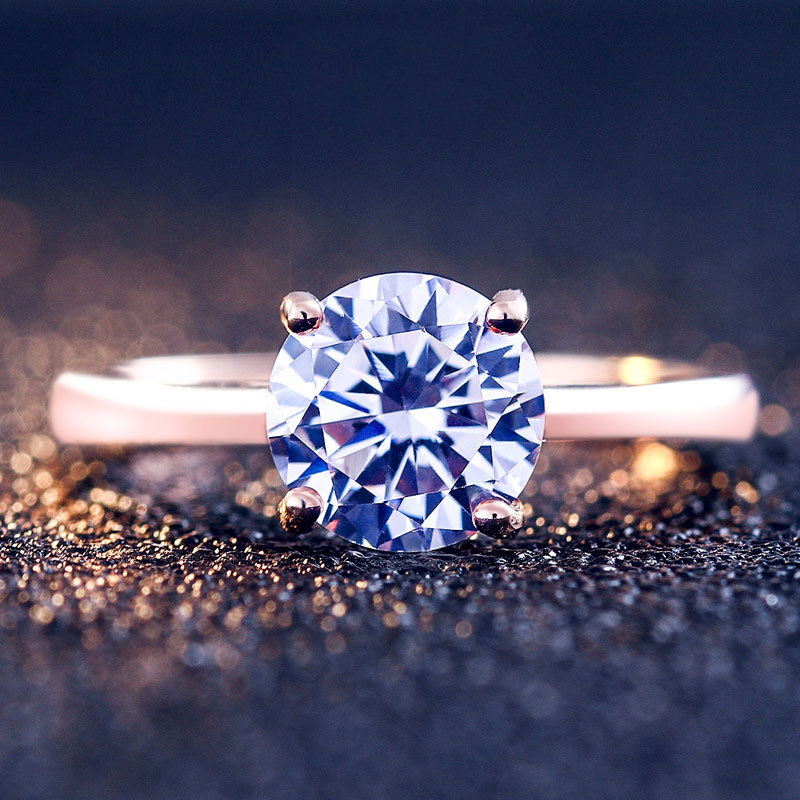 

S925 Sterling Silver Round CZ Ring Sparkling Zircon Wedding Ring for Women High quality Rose gold color S925 Silver Classic Jewelry