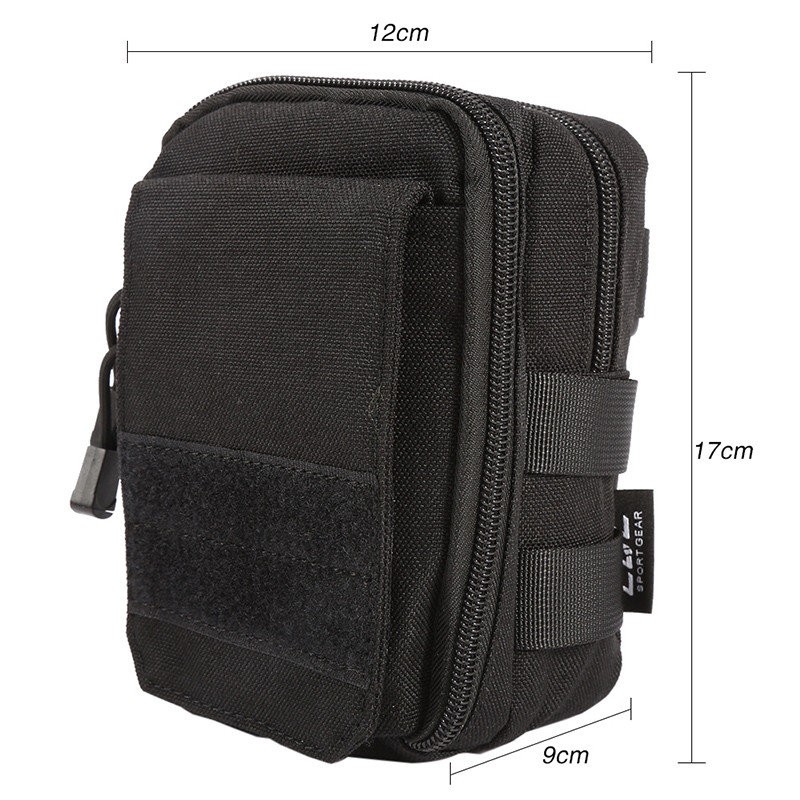 

Travel Waist Bag Molle Sport Bag Sling Shoulder Jogging Hiking Running Pouch, Black