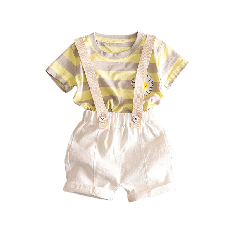 

New Summer Baby Girl Clothes Suits Children Boys Cotton T Shirt Overalls 2Pcs/sets Toddler Casual Costume Infant Kids Tracksuits, Gts xiaolian s green