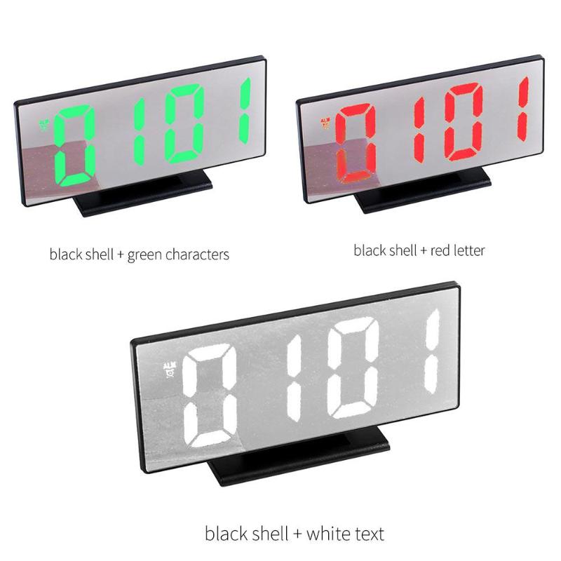 

Timepiece LED Display Mirror Surface Multicolo Timer Horologe Prompt Multi-Functional Automatic Alarm Clock Remind Gift Home