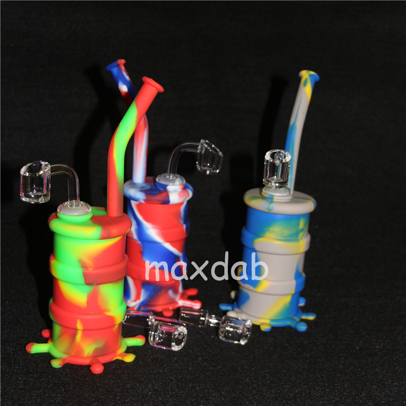 

New Color bong mini bong with quartz nails Unbreakable Silicone Dab Oil Rig Concentrate Smoking water Pipe Hookah for Wax Oil Dry Herb