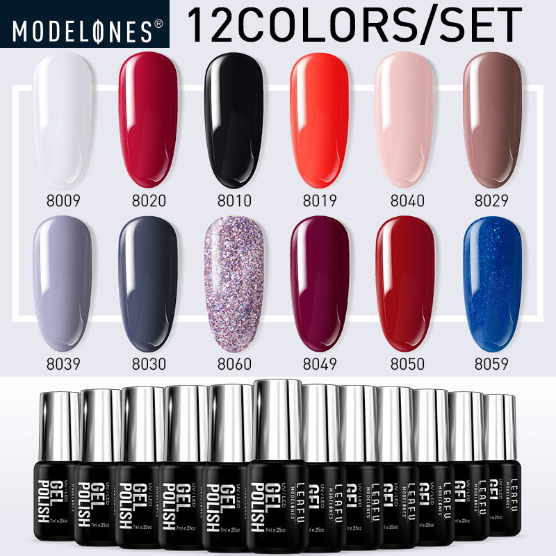 

Modelones 12Pcs/Lot Shiny Glitter Gel Nail Polish Long Lasting UV Nail Varnish Set Semi Permanent Sequins Polish Set