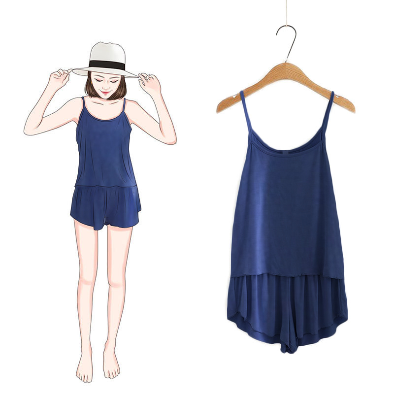 

Strap Sleeve 6 Color Summer New Female Loose XL Simple Tracksuit Pajamas-Music of the Tide pajama set for women home clothes