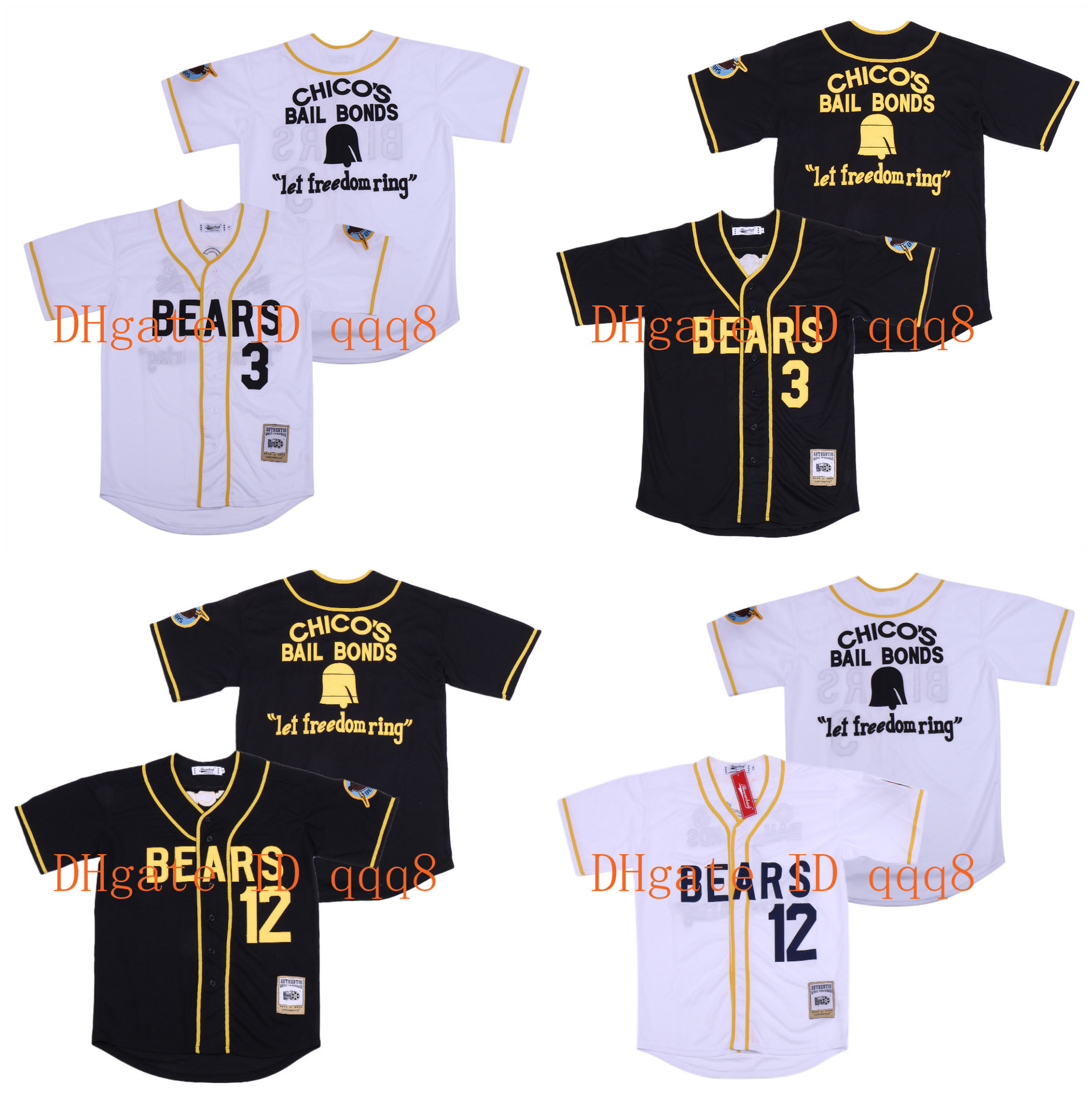 

Top Quality ! Bad News Bears Tanner Boyle Jerseys #12 Kelly Leak #3 White Black 100% Stitched Baseball Jersey, Blue;black