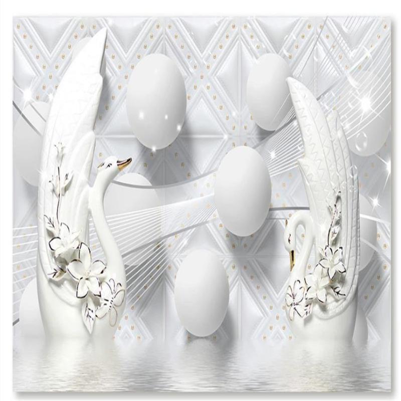 

Custom wallpapers European swan soft ball 3D stereo TV background wall 3d murals wallpaper for living room, As pic