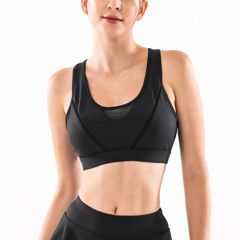

2020 Solid High Elastic Sports Bra Top Women Gym Brassiere Sport Fitness Seamless Push Up Yoga Bra Breathable Padded Sport Vest, Black