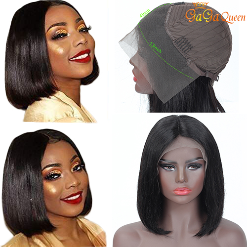 

Mink Brazilian Straight Hair Bob Lace Frontal Wigs 4x13 Straight Bob Short Lace Wigs Natural Color Brazilian Human Hair lace frontal wigs, Black;brown